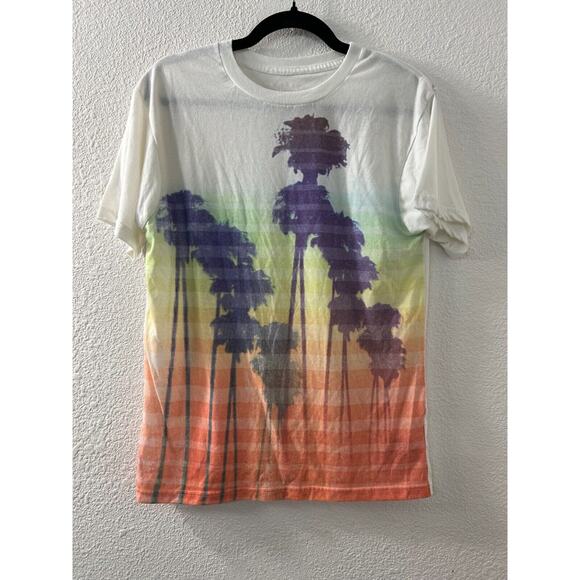 Graphic Mens T-Shirt Tee Urban Pipeline Stripes‎ Palm Trees Size S - Picture 1 of 7